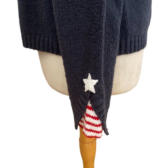 Monterey Bay Patriotic Nautical Stripes Crochet Stars Slub Cotton Sweater-M - Picture 9 of 13